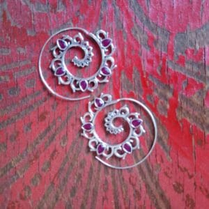 silver pink ear decoration