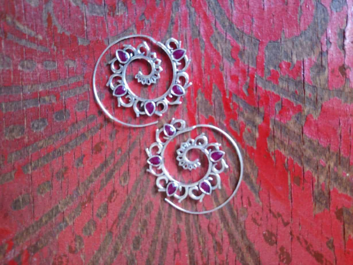 silver pink ear decoration